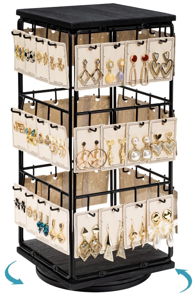 360 Rotating Earring Display Stands for Selling, Earring Rack Display Holder ...