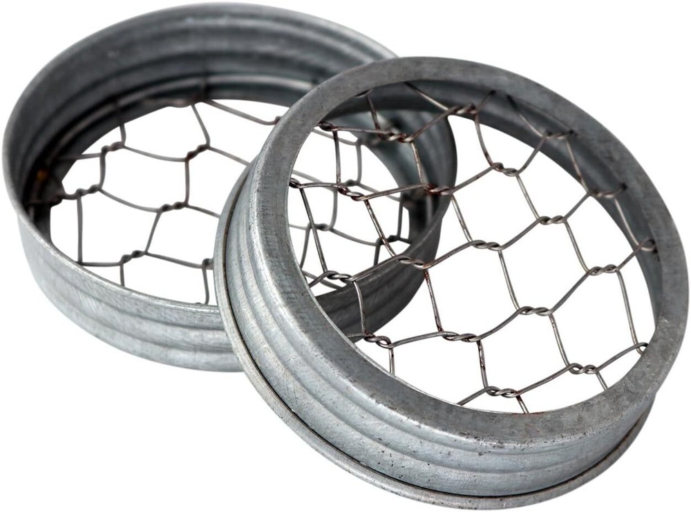 Galvanized Metal Flower Organizer Frog Lid for Mason Jars Wide Mouth, Silver
