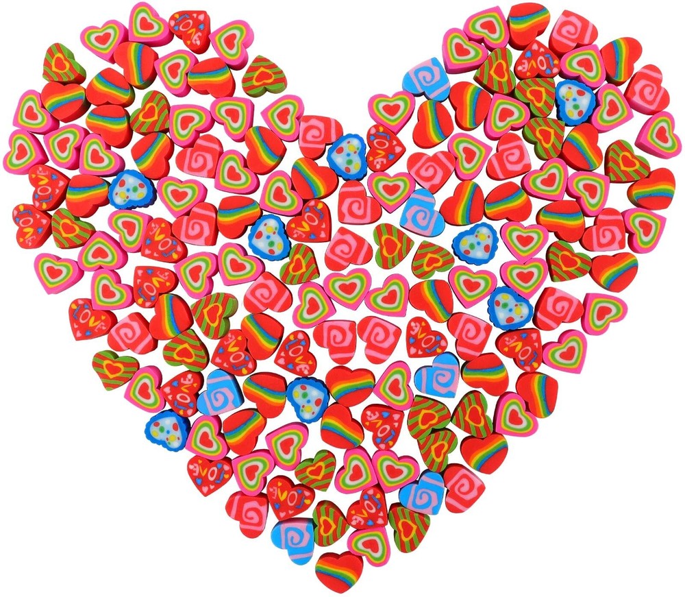 Valentine's Day Heart Erasers Bulk 240 Pcs Cute Mini Erasers for Kids Classroom Rewards