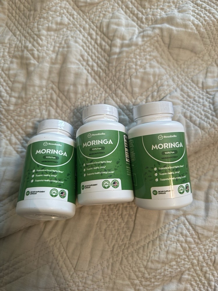 Rosabella Moringa Leaf Powder Capsules 3 Pack for Natural Energy & Wellness