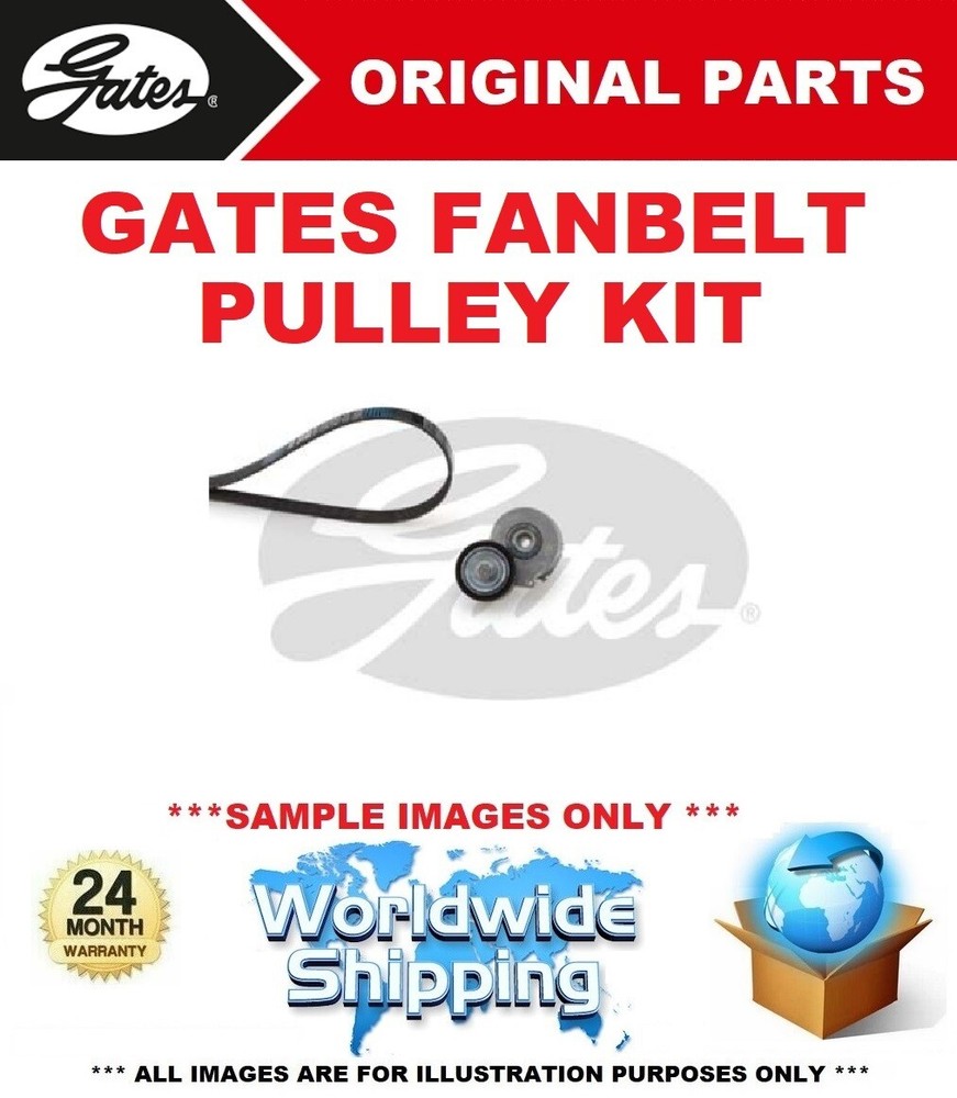GATES Fan Belt Pulley Kit for Citroen Jumper Bus 2.0 HDi 2002 and Newer Models