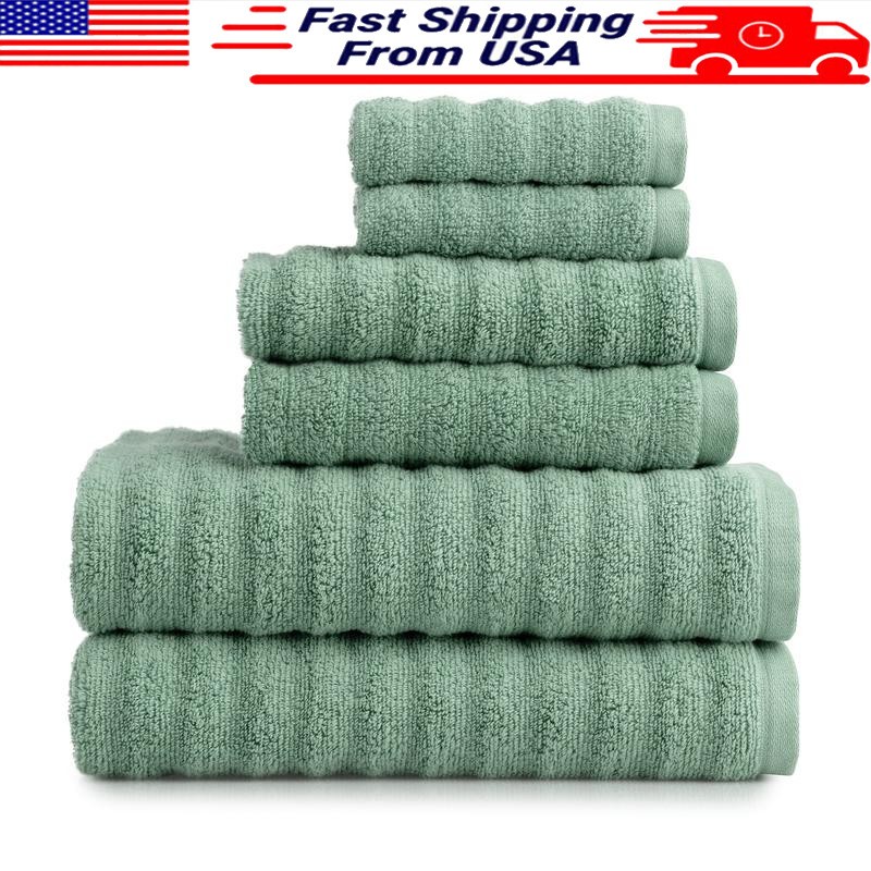 6-Piece Quick Dry Absorbent Anti-Microbial Soft Cotton Bath Towel Set