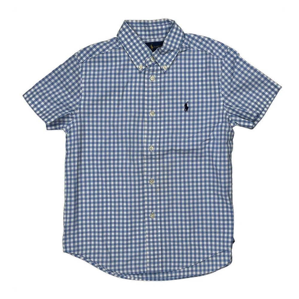 Age 6 Ralph Lauren Checked Short Sleeve Shirt - XS Blue Cotton
