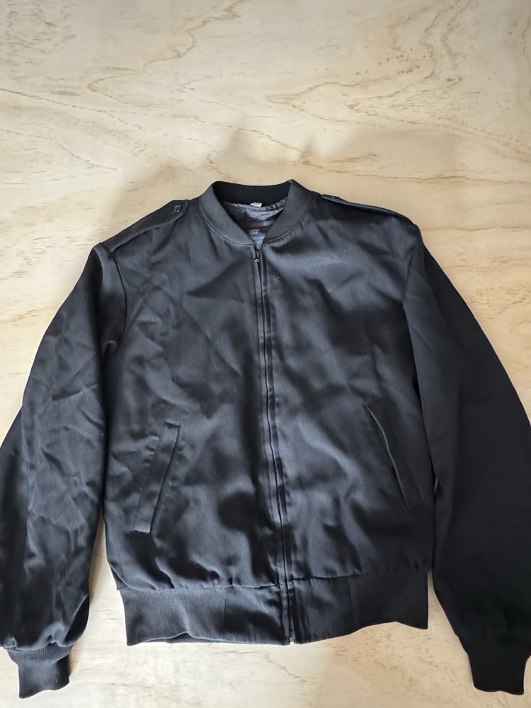 Neptune Garment Co Jacket Mens 42 Black Officer Thinsulate Lined 3M Wool Bomber