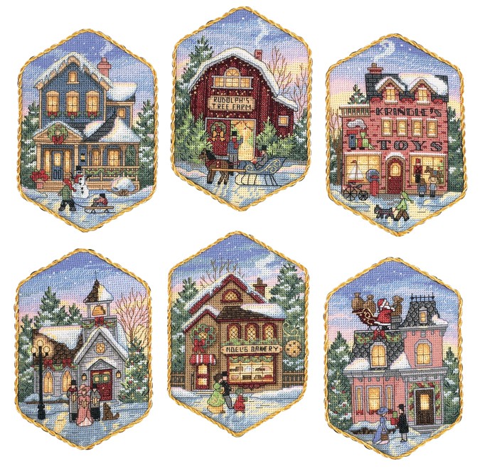 Christmas Village Cross Stitch Ornaments Kit by Dimensions Needlecrafts