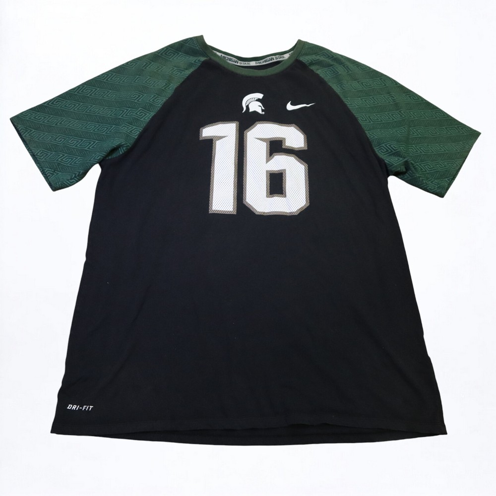Michigan State Spartans Shirt Mens XL Nike Dri Fit Athletic Cut Jersey #16 NCAA