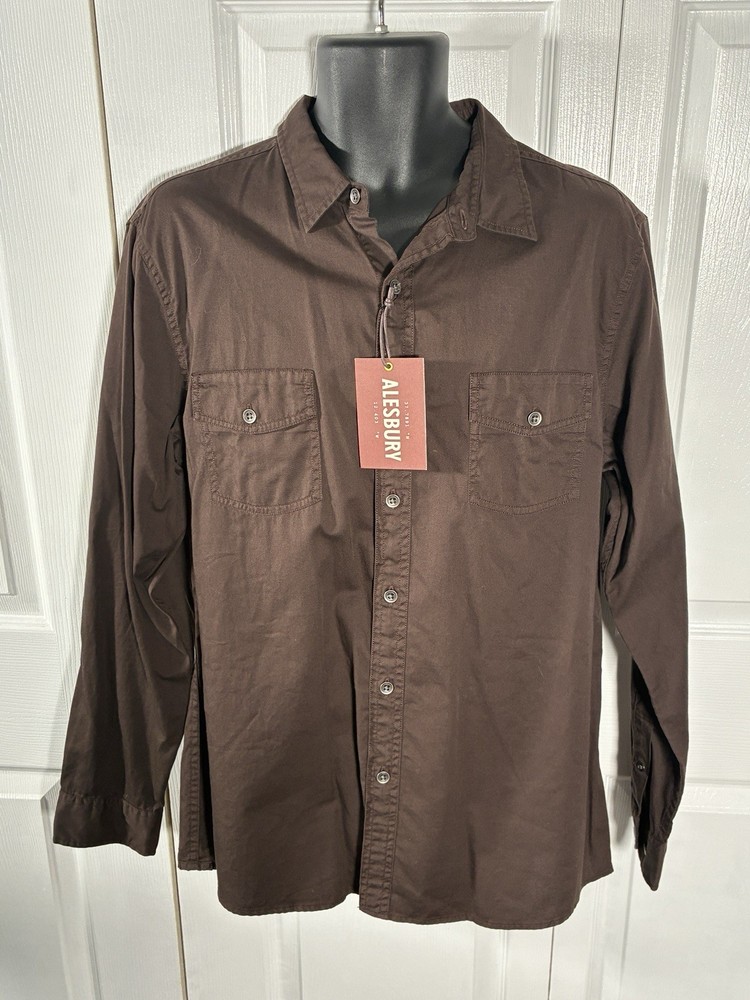 NWT Alesbury Military Shirt Jacket Brown Button Up Men's Size L