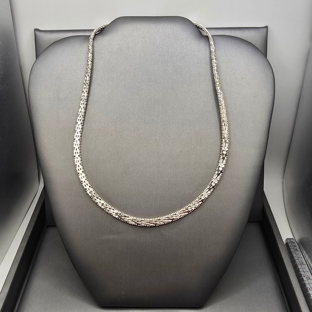 Sterling Silver Woven Link Necklace 18