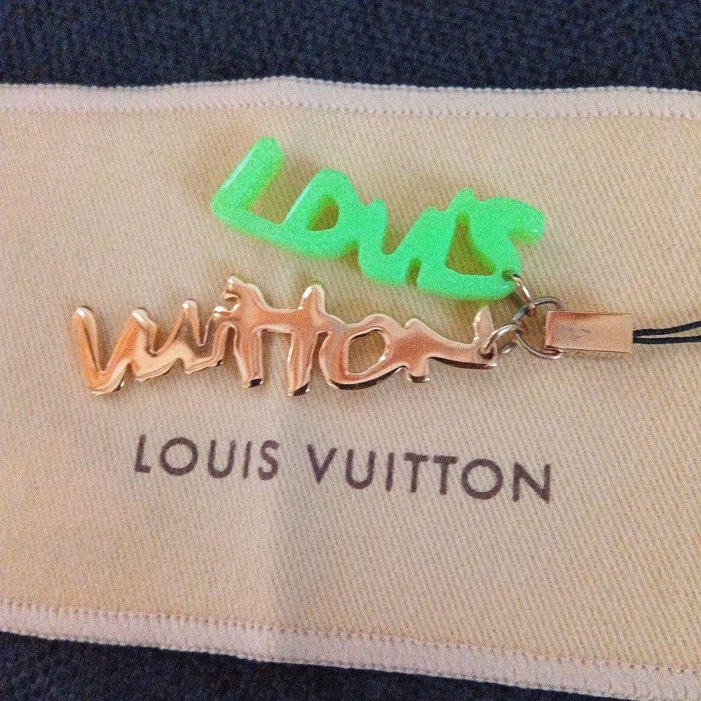LOUIS VUITTON Keychain Strap Gold Green