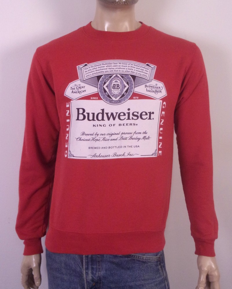 vintage EUC Champion ECO Budweiser King Of Beers Sweatshirt Beer Advertising S