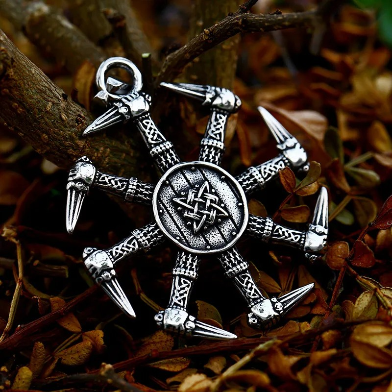 Titanium Viking Amulet Wheel Pendant Nordic Protection Jewelry