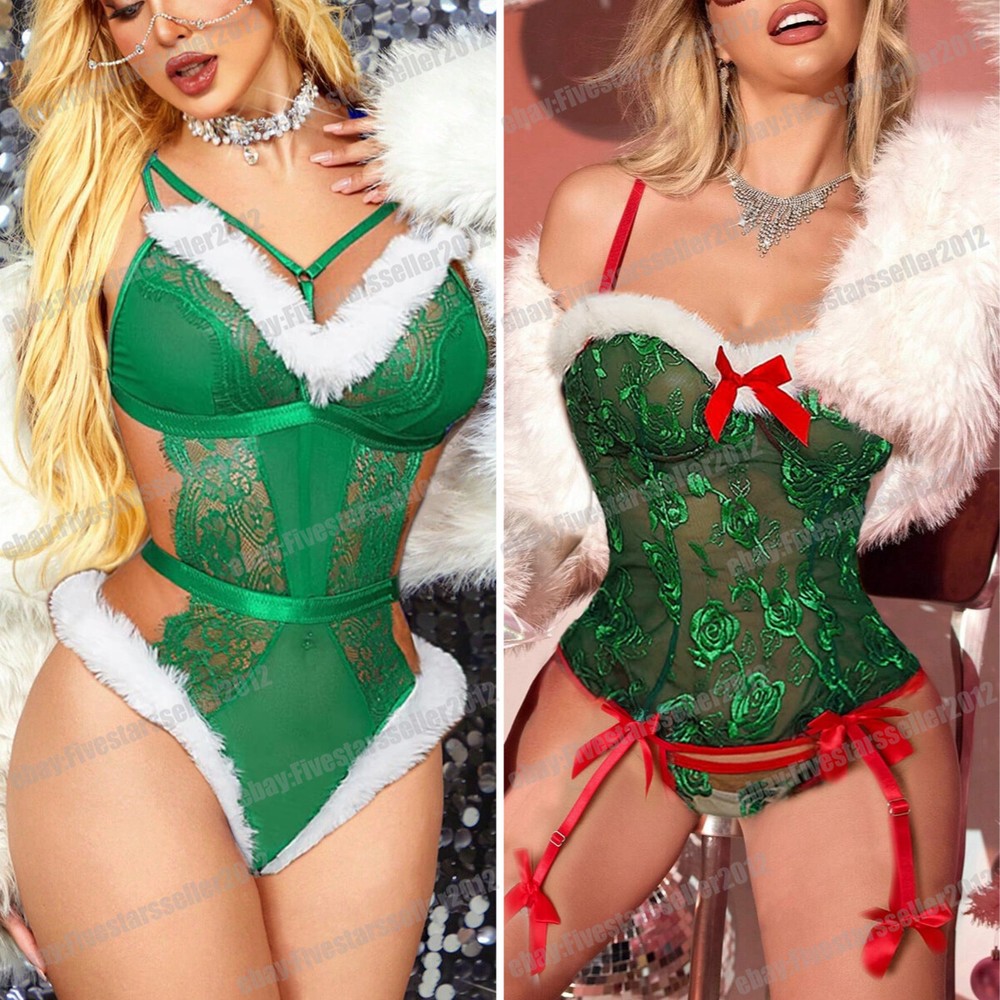 Sexy Santa Lingerie Set for Women Christmas Party Cosplay Bodysuit