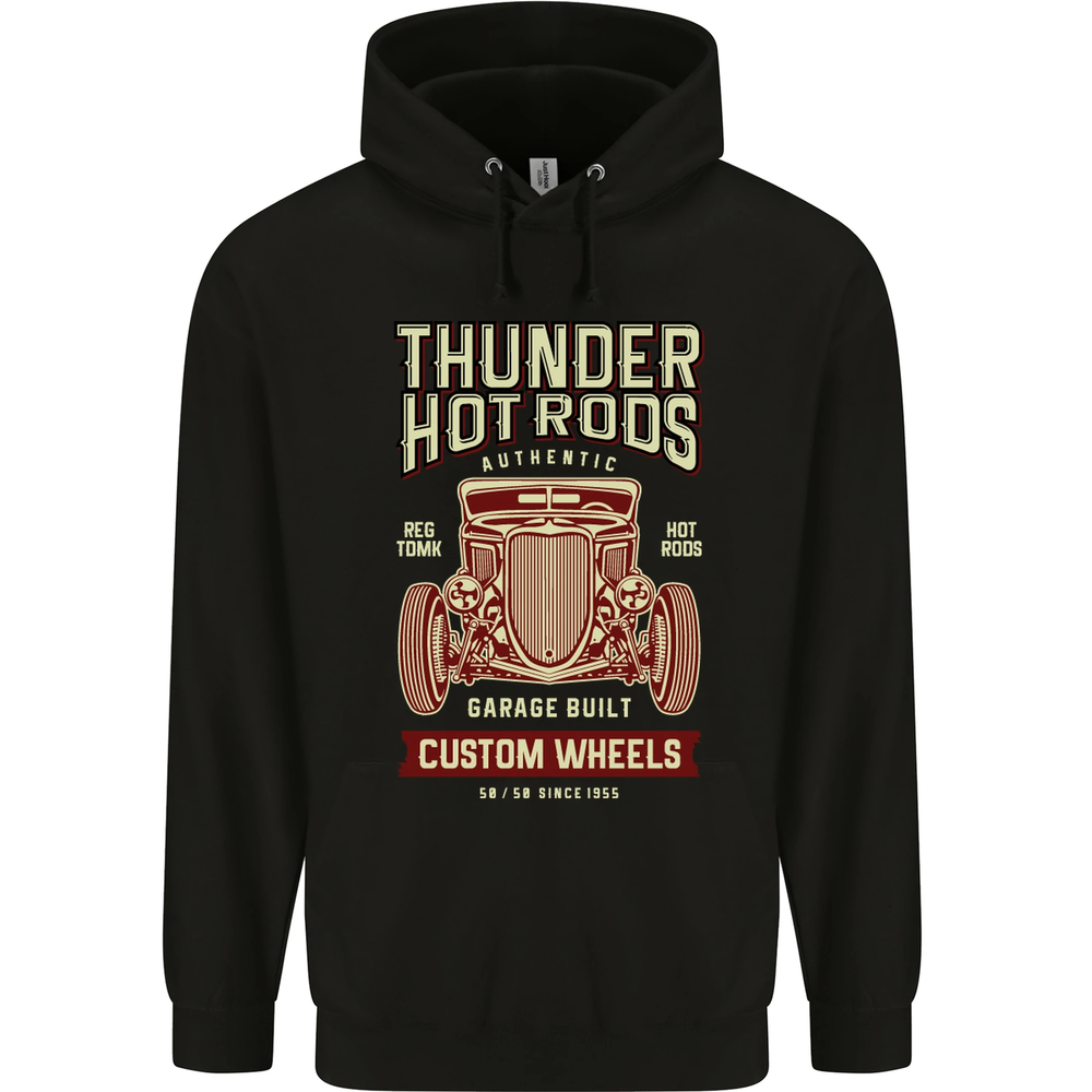 Thunder Hotrods Hot Rod Dragster Car Mens 80% Cotton Hoodie