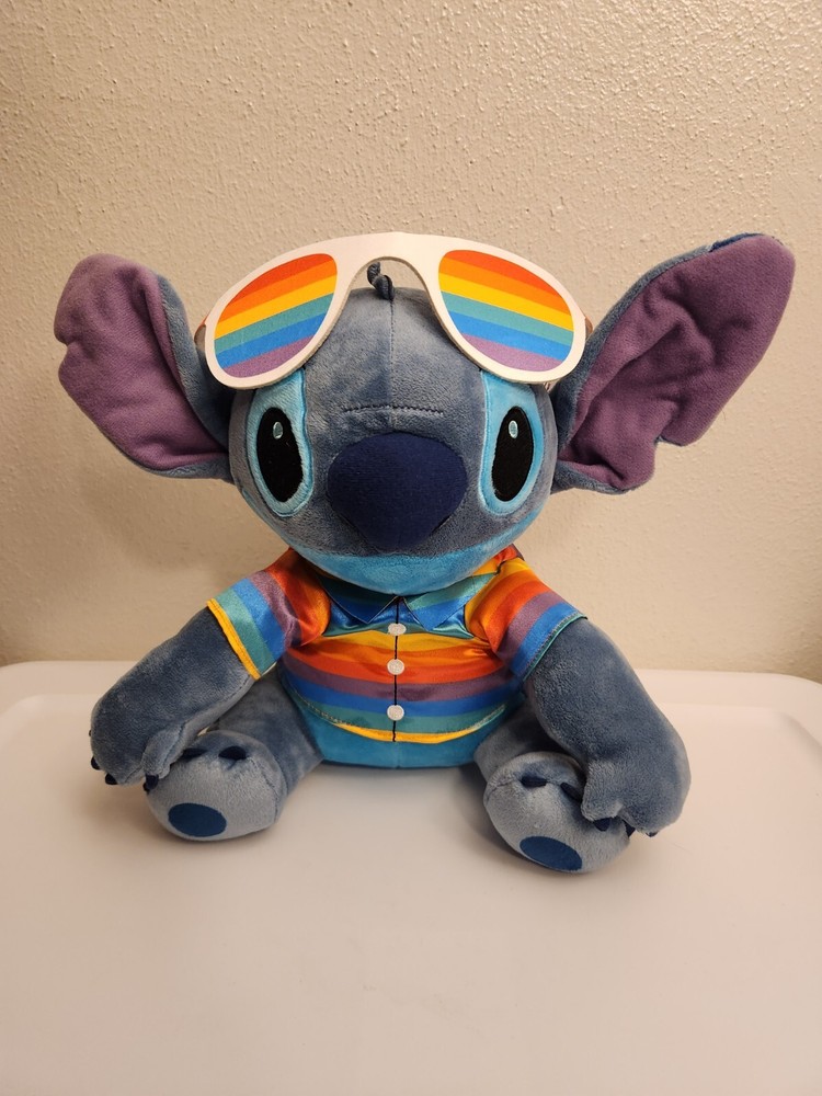 Disney Parks Stitch Pride Day Rainbow Sunglasses & Shirt Plush Used NO TAGS 2024-image