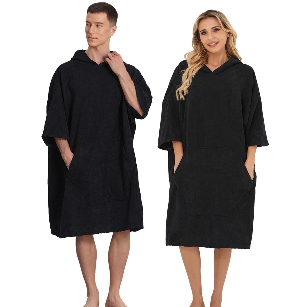 Surf Poncho Hooded Towel for Adults Quick Dry Beach Changing Robe with Pocket...