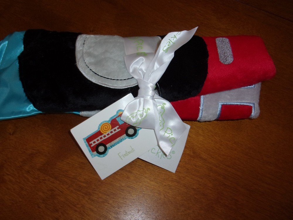 PICKLES  plush SECURITY BLANKET BABY LOVEY scene weaver fire new firetruck satin