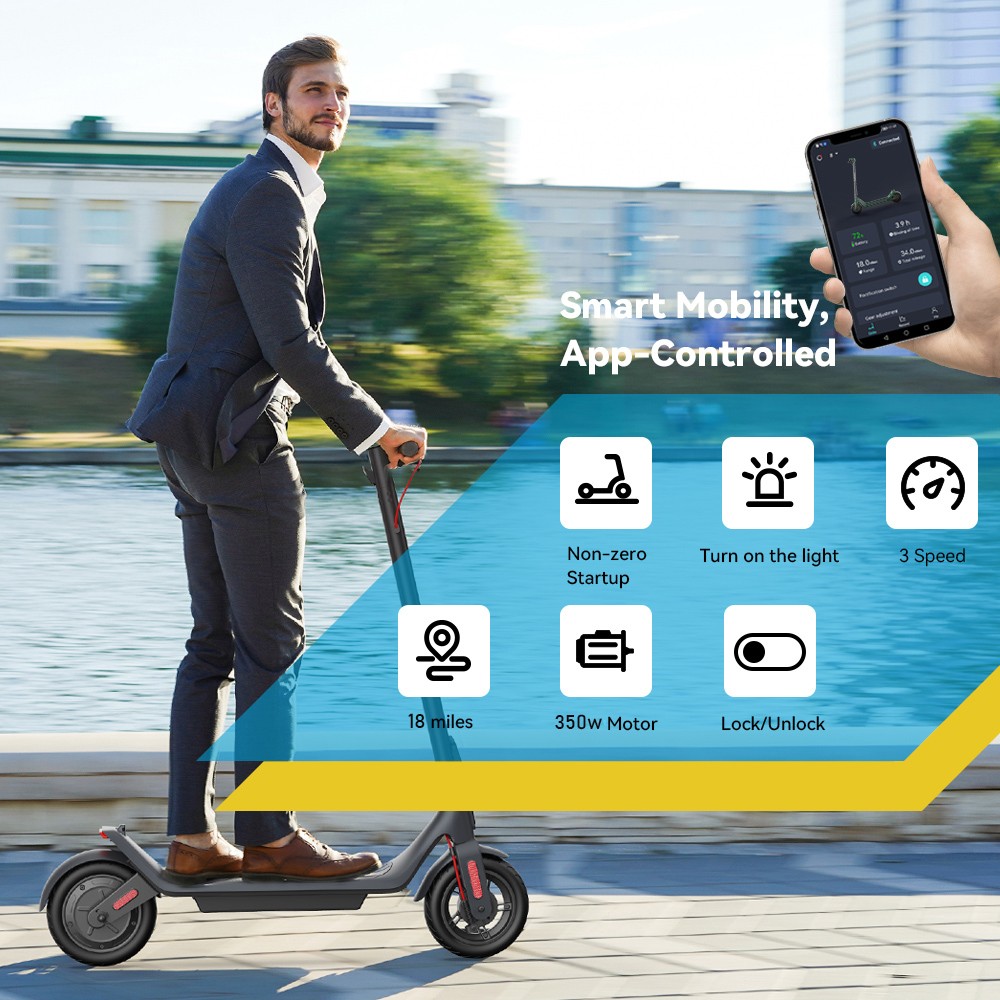 350W Adult Folding Electric Scooter 30Km Range Fast Speed APP Control