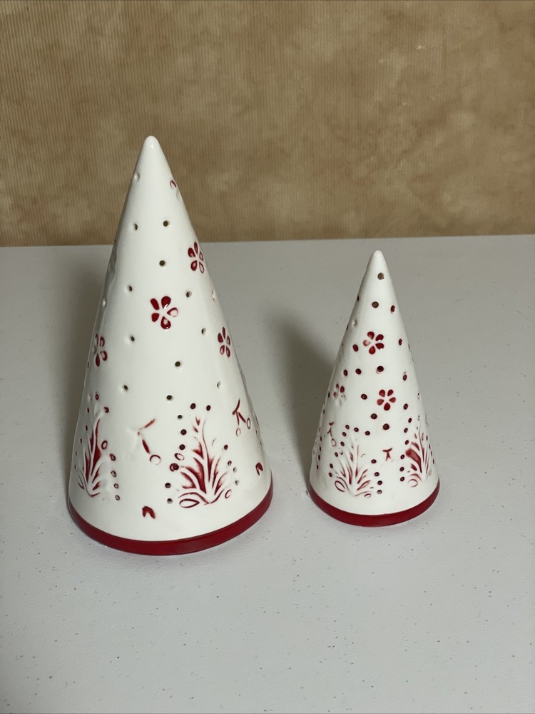 Set Of 2 Light-Up Decorative Ceramic Christmas Trees
