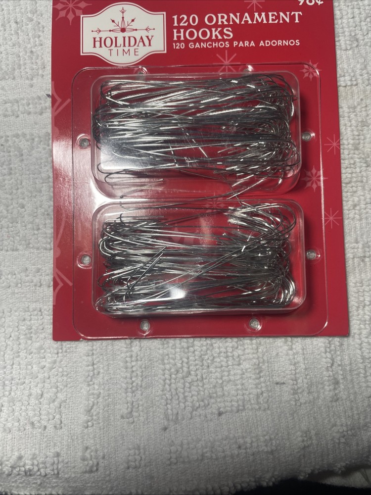 Silver Christmas Tree Ornament Hooks 2.5 Inch 120-Piece Pack New
