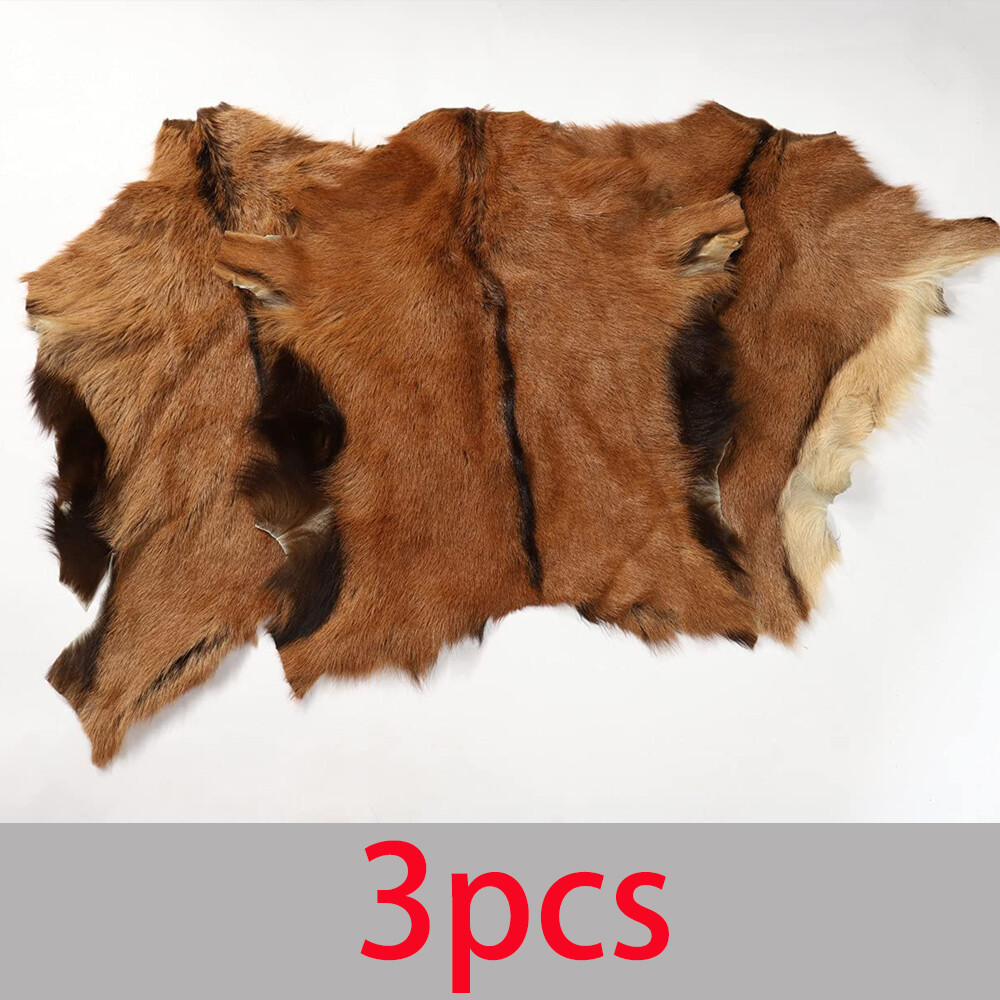 3pcs Real Antelope Goat Skin Rug Sheepskin Leather Hides Clothing Accessorie DIY