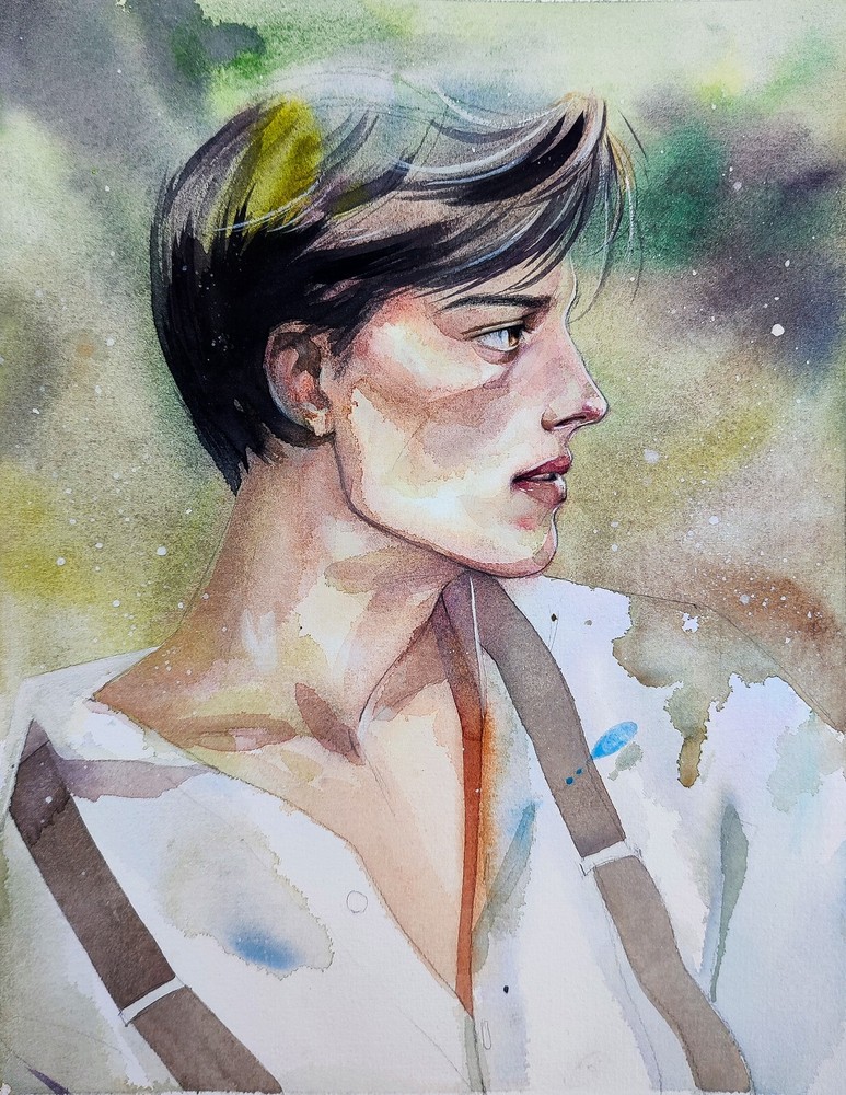 Original Watercolor Painting Watercolor  Man Portrait Handpainted Wall Art