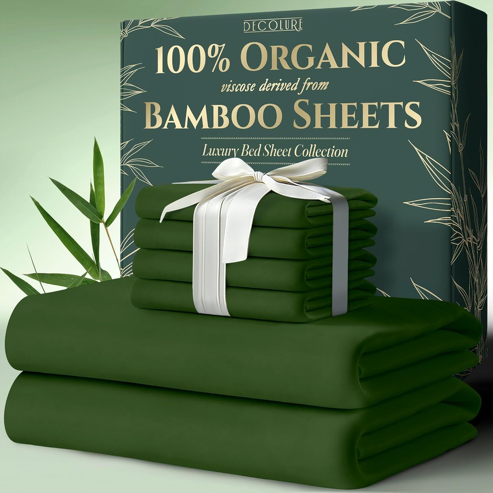 100% Organic Viscose Derived from Bamboo Sheets King Size 6Pcs - Ultra Soft & Lu