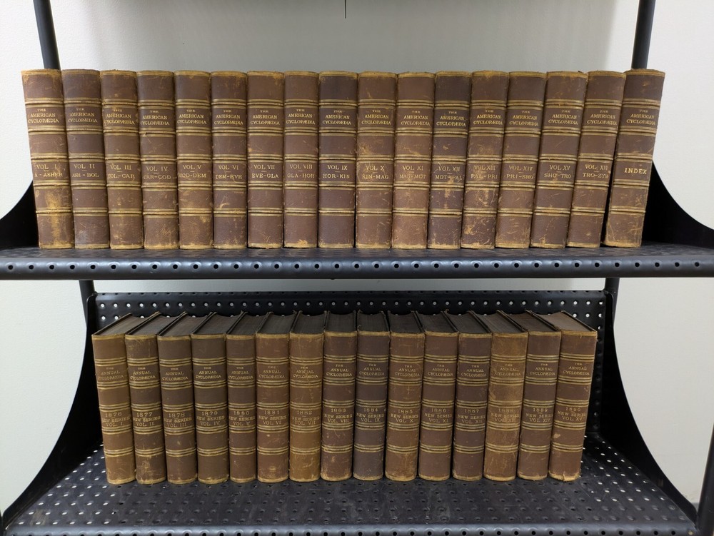 Vintage Lot of 32 American Cyclopaedia Volumes 1-16 Index & Annuals 1876-1890  