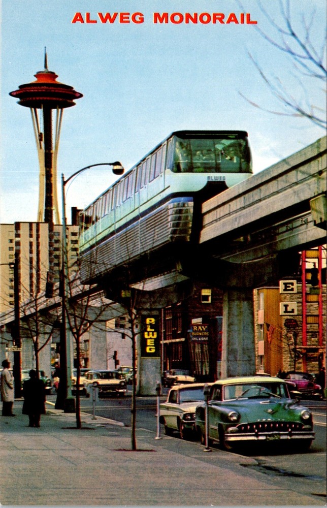 Seattle World's Fair Space Needle and Alweg Monorail Vintage Postcard 27609