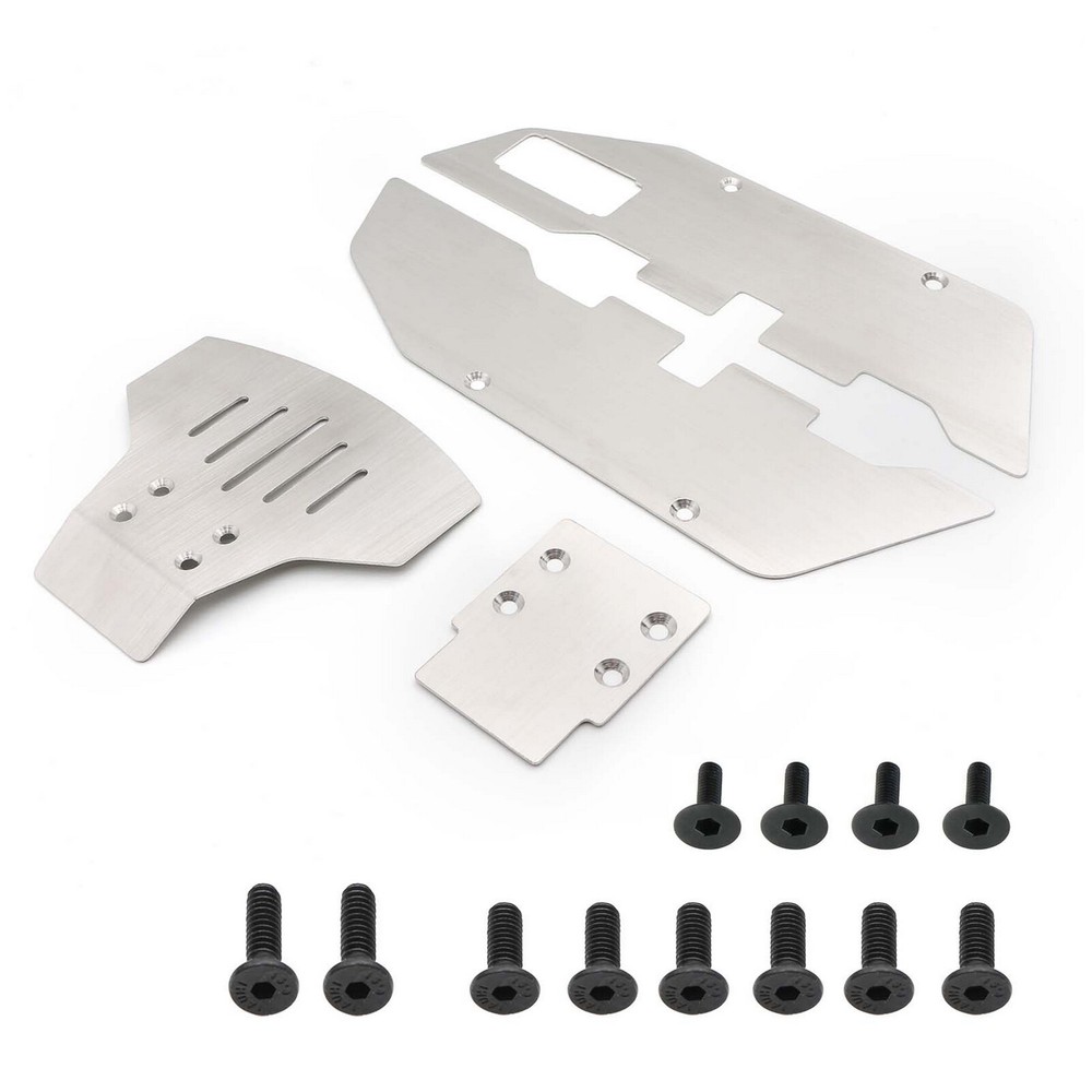 Stainless Front&Rear Skid Plates Chassis Armor For Traxxas 2WD Slash 1/10 RC Car