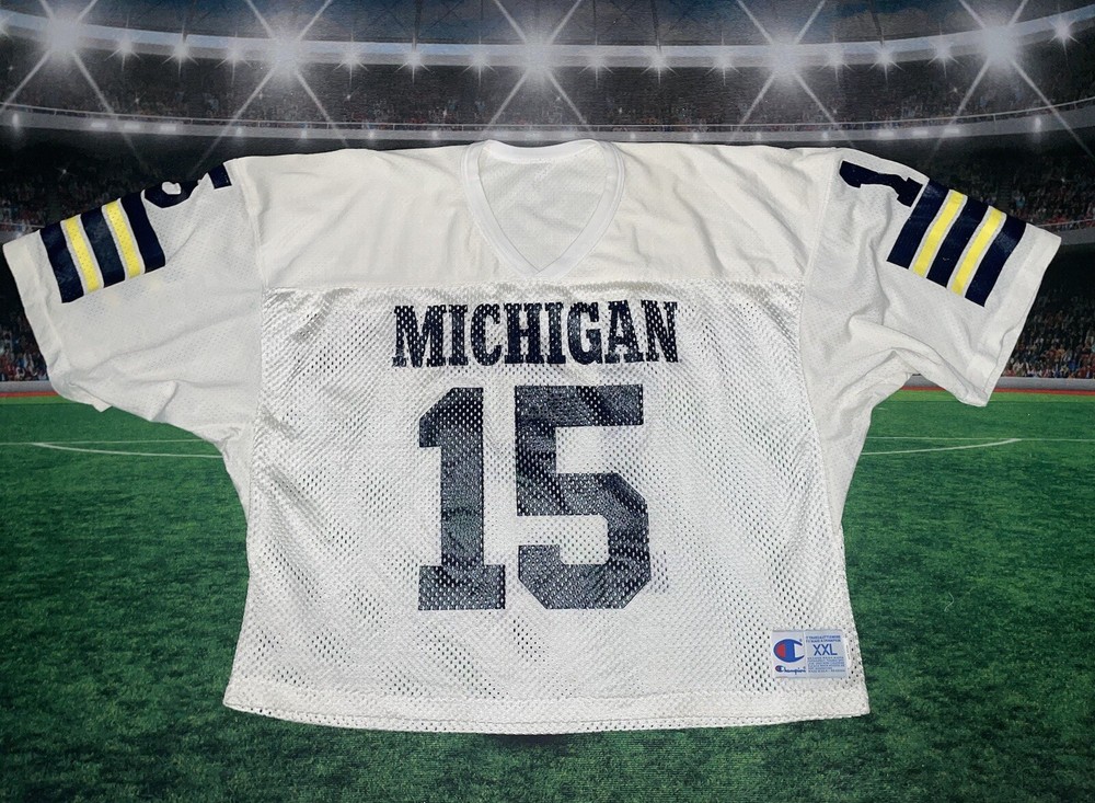VTG 90’s Champion Michigan University White Mesh Football Practice Jersey Sz 2XL