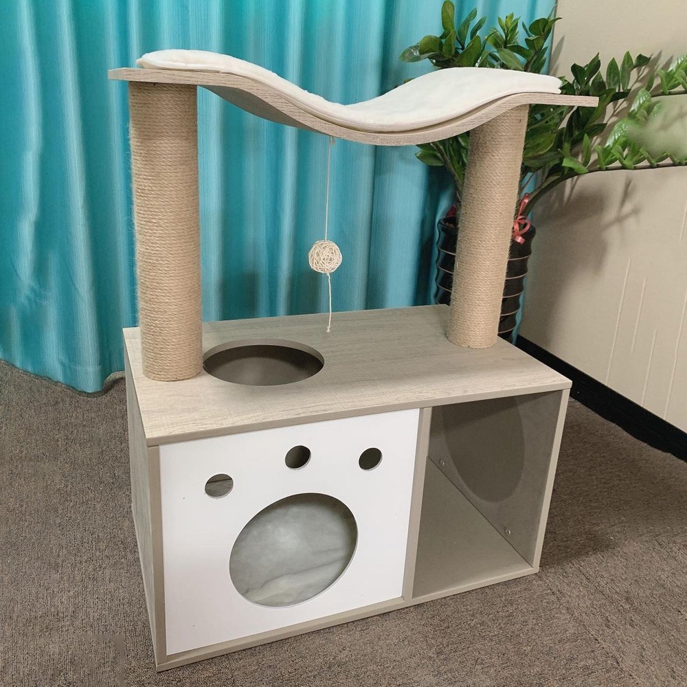 Hidden Cat Litter Box Enclosure with Storage Shelf & Cat Hut Carrier  
