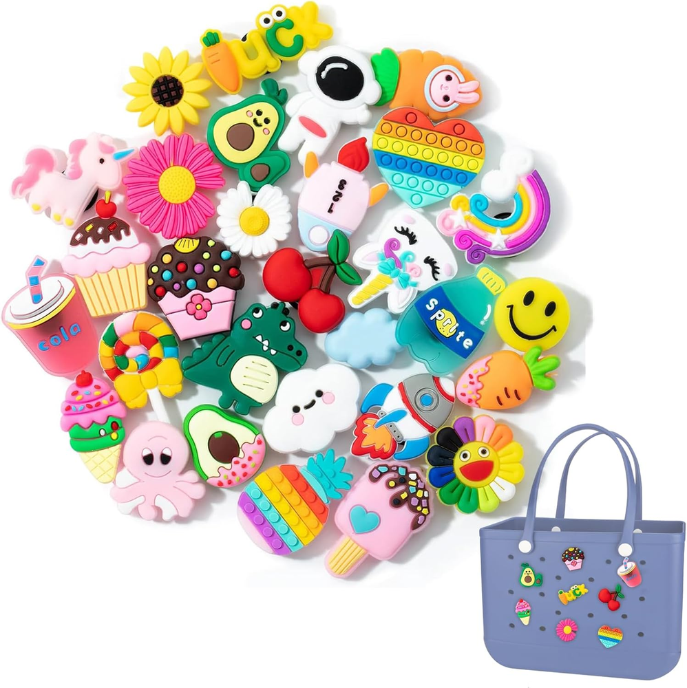 30PCS Cute PVC Bag Charms for Bogg Bags - Fun Decorative Accessories