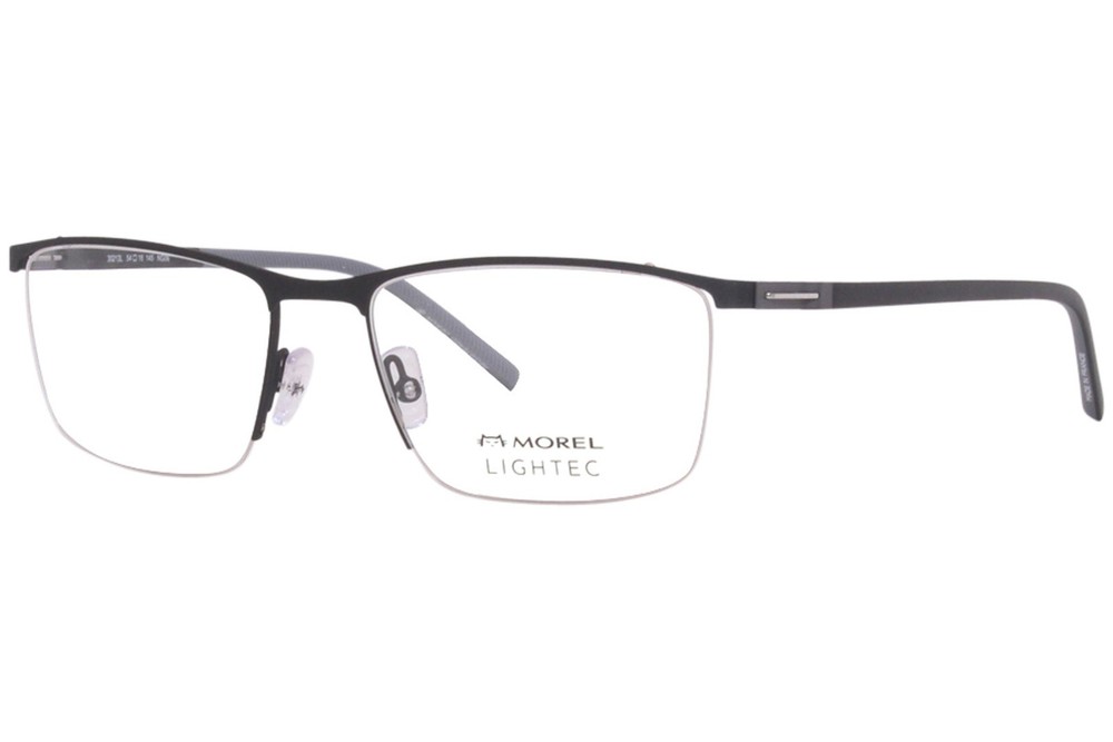 Morel Lightec 30213L NG06 Semi-Rimmed Eyeglass Frame for Men Black Grey 54mm