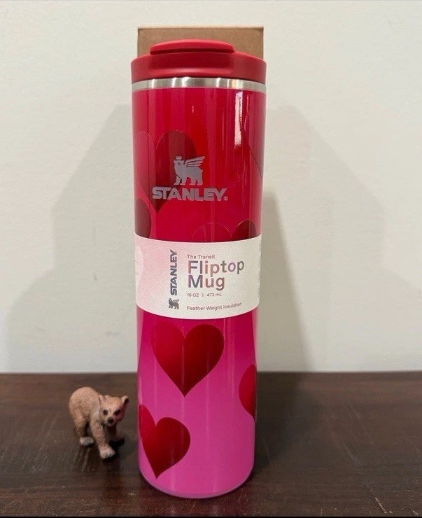 New Stanley 16 oz Stainless Steel Aero Light Transit Bottle Rouge Heart Gradient