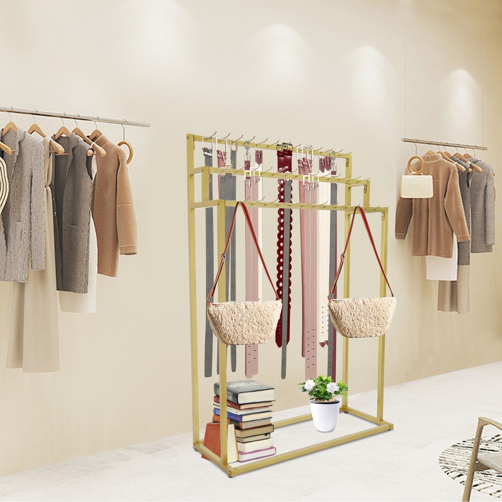 Commercial Floor Mounted Belt Hanger 39Hook Display Stand Organizer 100*40*150cm