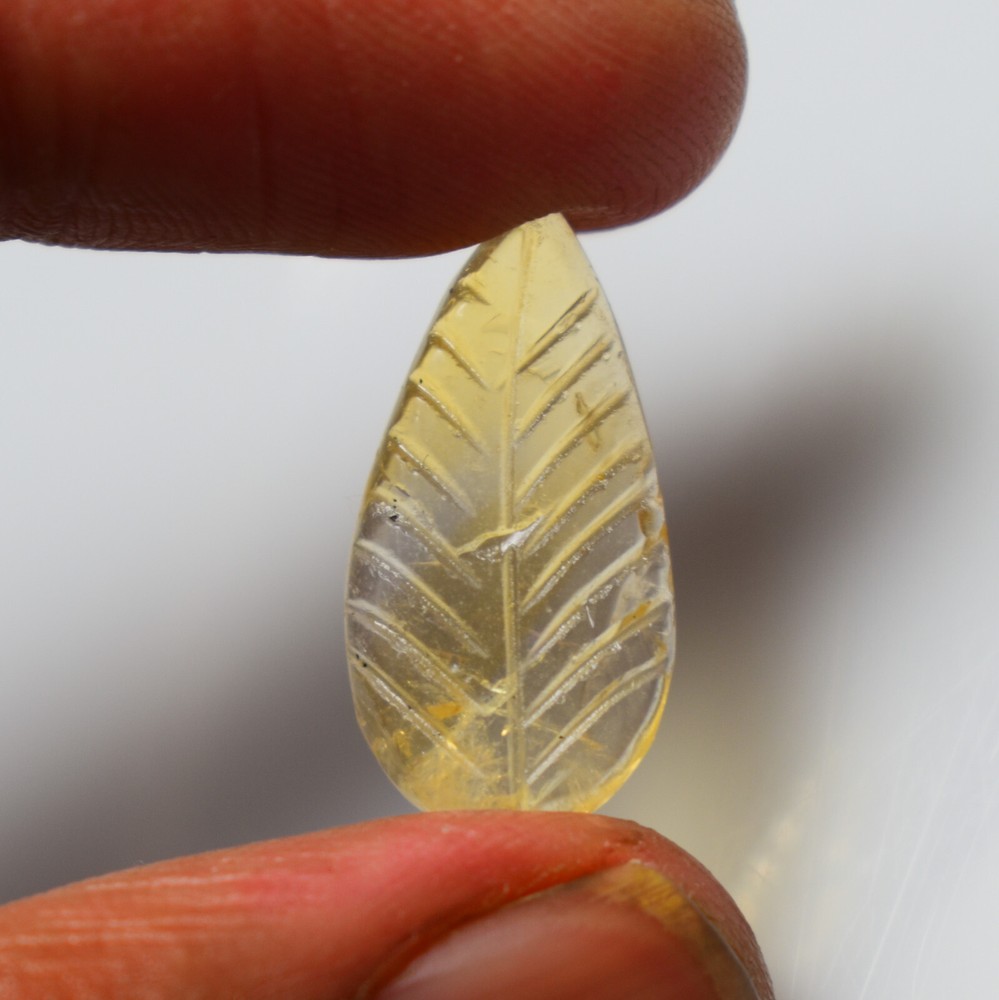 Natural Citrine Carving 5.85 Carats, Natural Citrine Leaf Gemstone For Jewelry