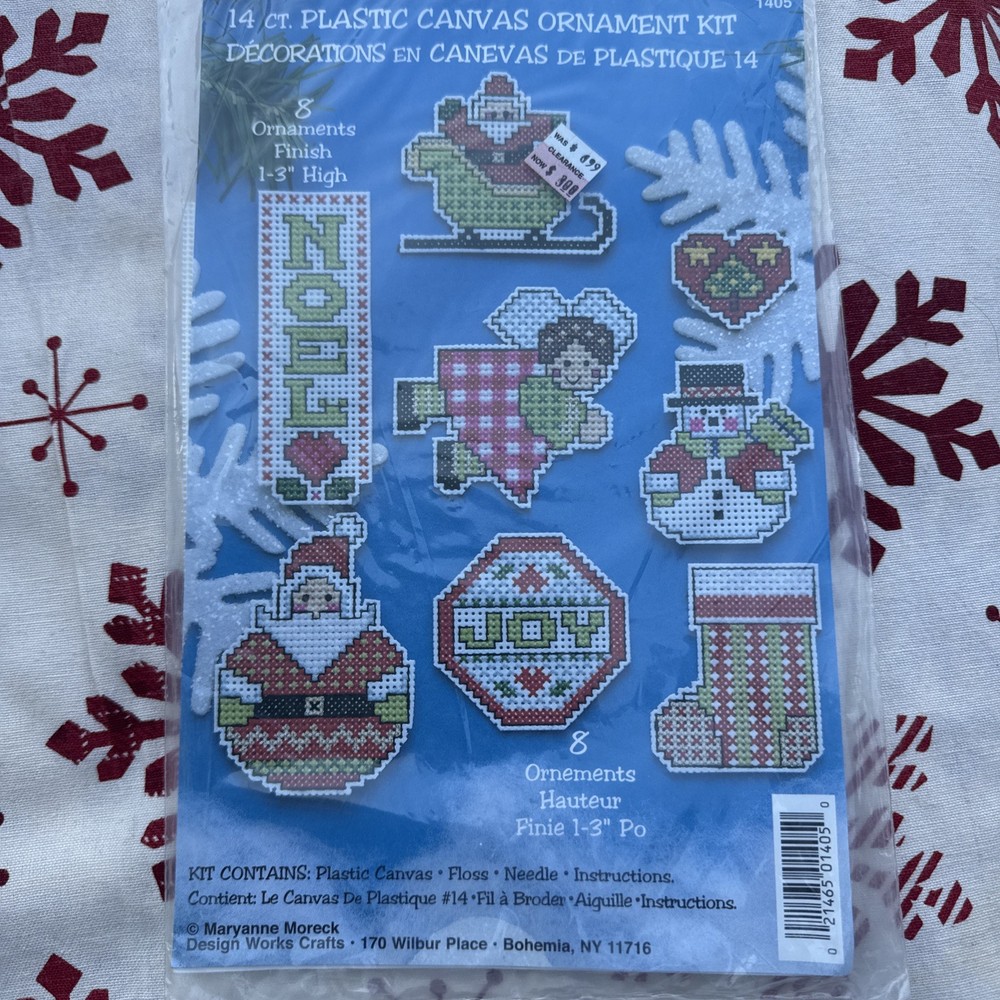 3 Christmas Plastic Canvas Kit  14 Ornaments Design Works NEW #1405 Made in USA