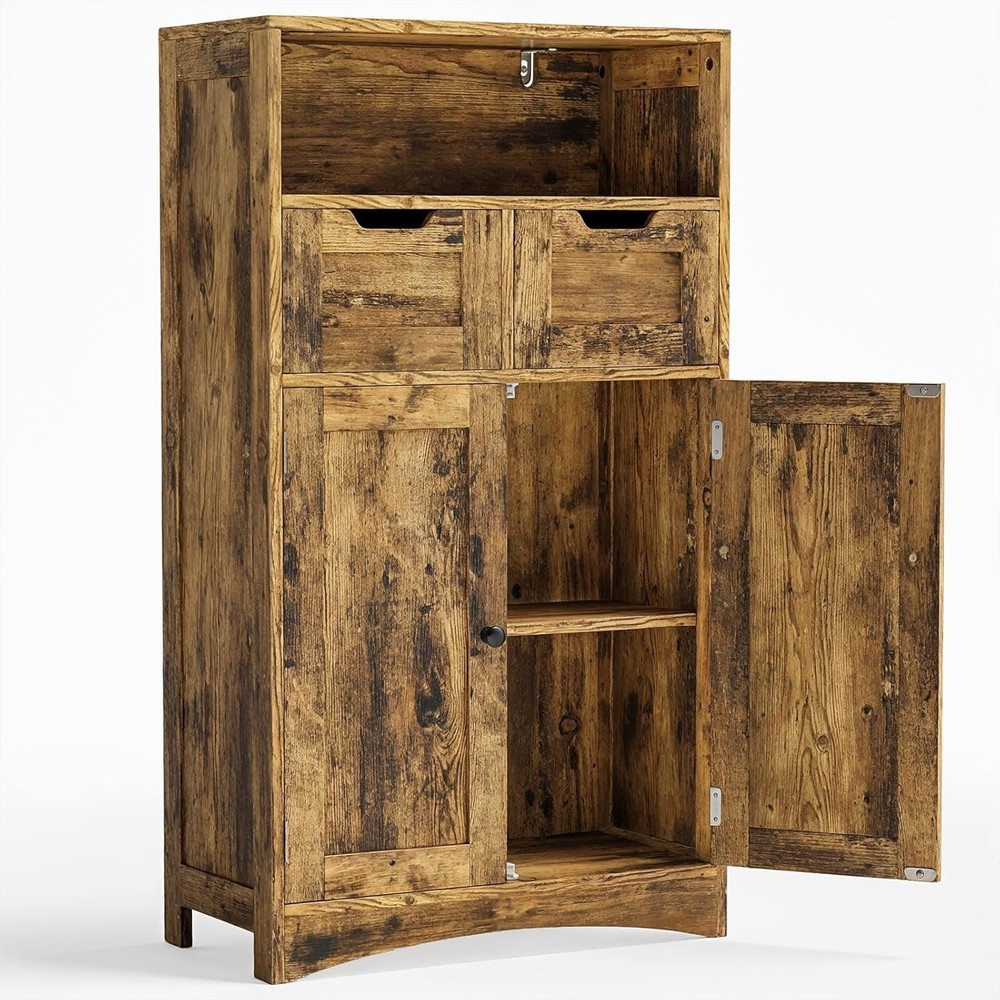 Storage Cabinet with 2 Drawers & Adjustable Shelves for Bathroom or Home Organization