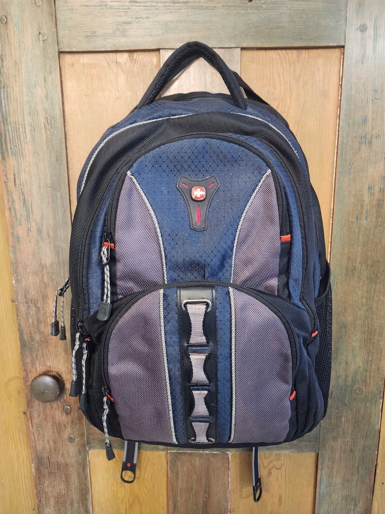 Swiss Gear Backpack Wenger Travel School Camping Laptop Bag Blue Gray Black