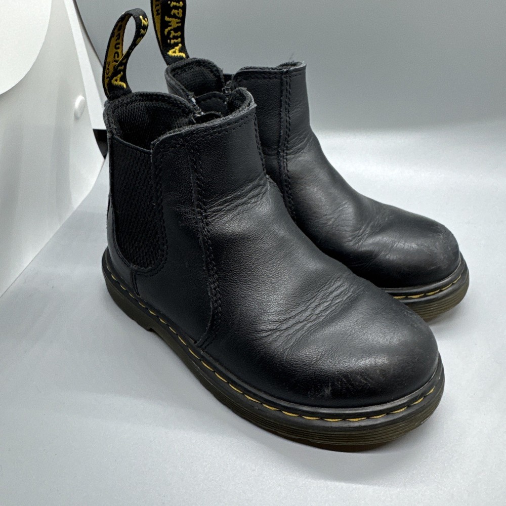 Dr. Martens Junior 2976 Softy T Black Leather Chelsea Boots. Inside Zip Size 10