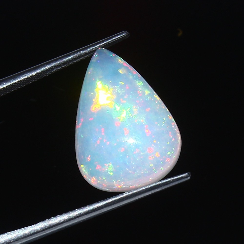 7-Carat Pear-Shaped Multi Fire Opal Gemstone for Jewelry Making