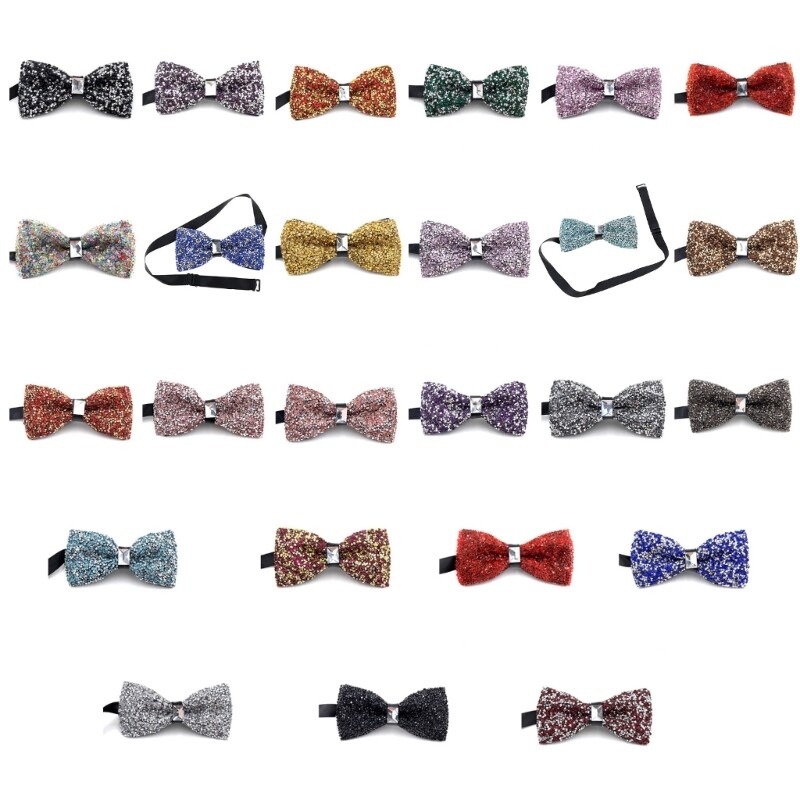 Men's Adjustable Rhinestone Bow Tie for Parties - Pre-Tied Crystal Jewelry Bowtie