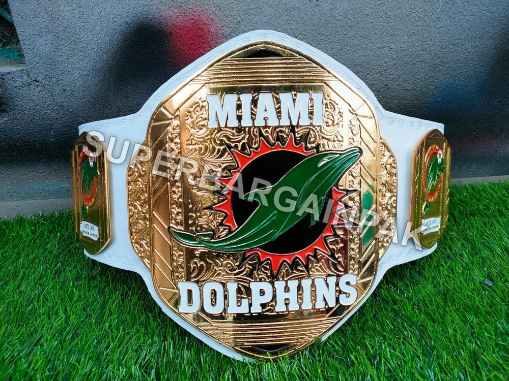 Miami Dolphins Championship Belt 4mm Zinc Adult Size