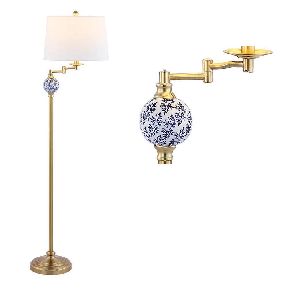 Jonathan Y Aveiro 62-Inch LED Swing Arm Floor Lamp in Brass Gold