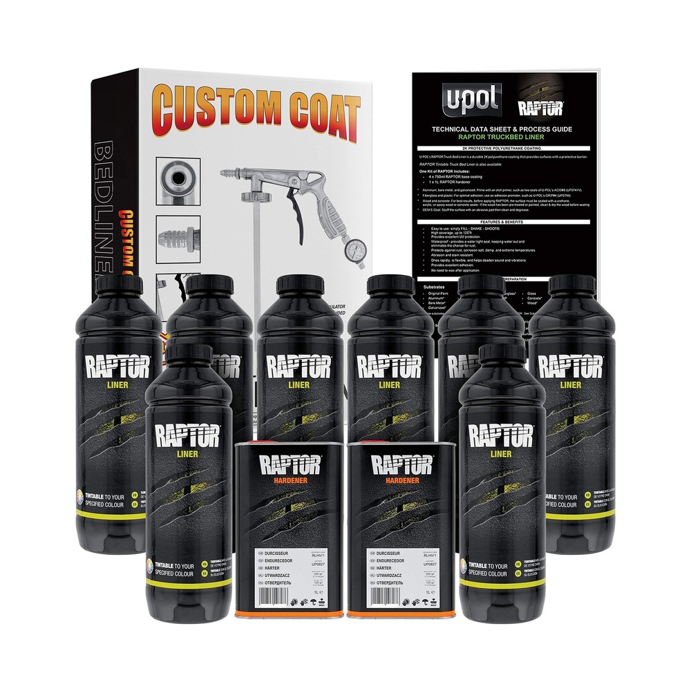 CUSTOM SHOP U-Pol Raptor Tintable Urethane Spray-On Truck Bed Liner Kit and C...