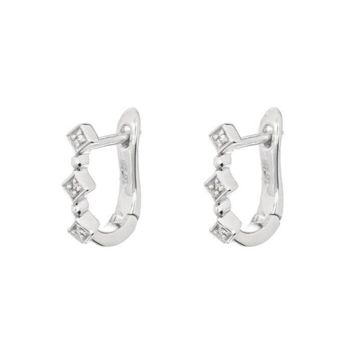 Silver Moissanite Cartilage Hoop Earrings Dainty Huggie Hoops for Piercings