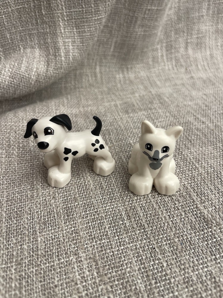 Lego Duplo Cat and Dog Set with White Dalmatian Fire Dog Figure