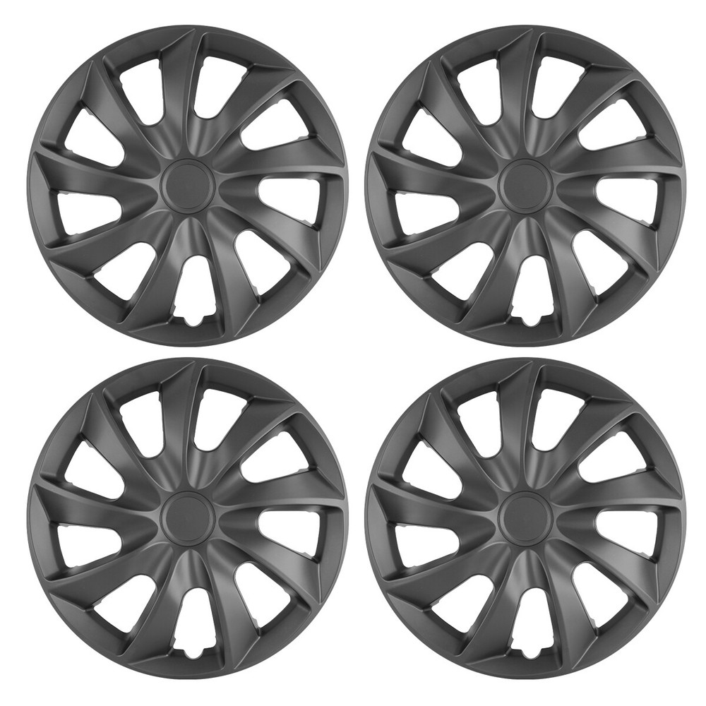 4PCS Black Matte 17-Inch Snap-On Hubcaps for Toyota Nissan Chevy R17 Wheels