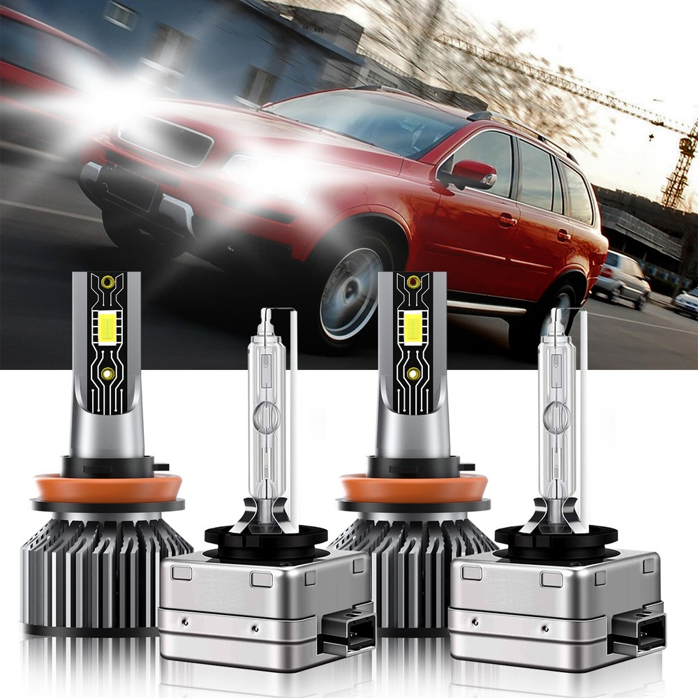 Combo H11+D1S LED HID Headlight High Low Bulbs 6500K For Volvo XC90 2007-2012