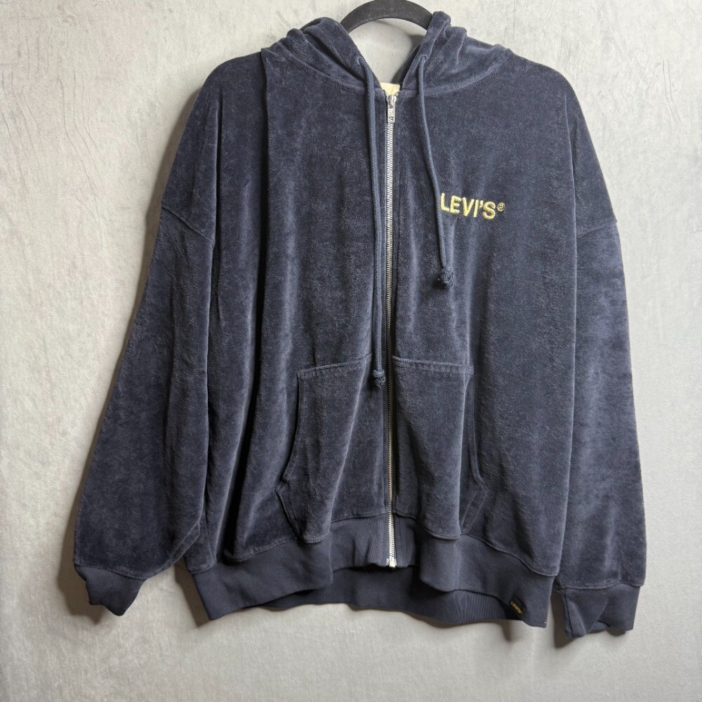 NWOT Levi's Jacket Men's XL Navy Blue Suede Track Suit Full Zip Hoodie Casual